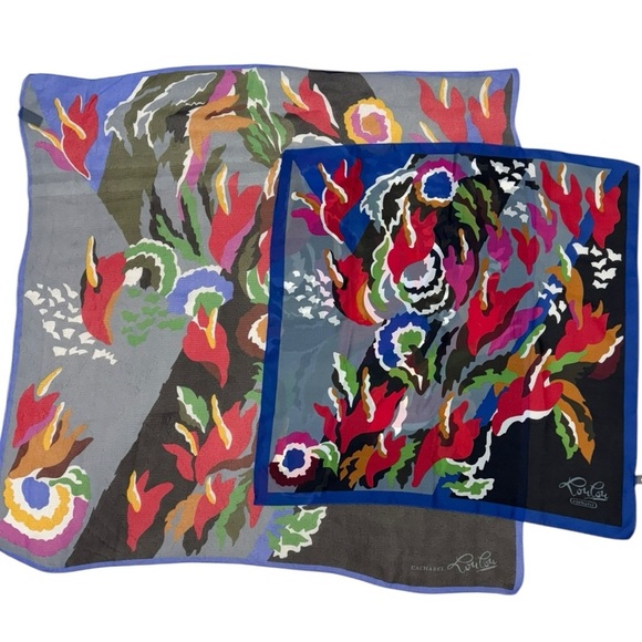 Cacharel LouLou Matching Scarf Set – Sheer Large & Smaller Poly Square - Picture 1 of 12